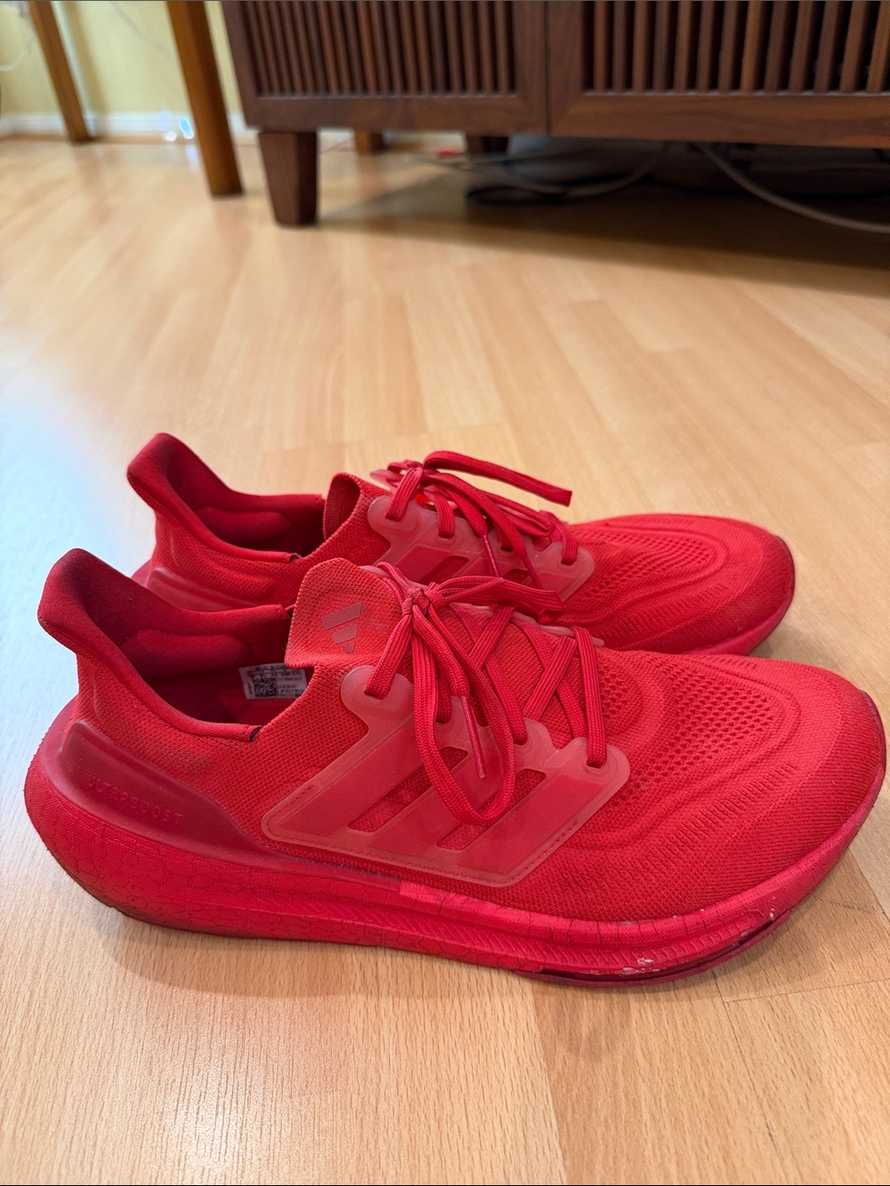 adidas Red Mesh Lace-Up Running Sneakers